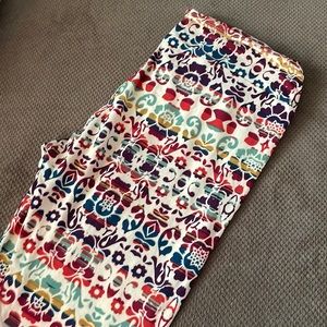 Cream and striped floral Lularoe TC leggings
